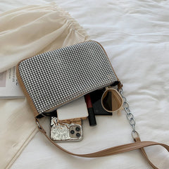 Silver Diamonds Tote Bag Rhinestone Shoulder Clutch Handbag