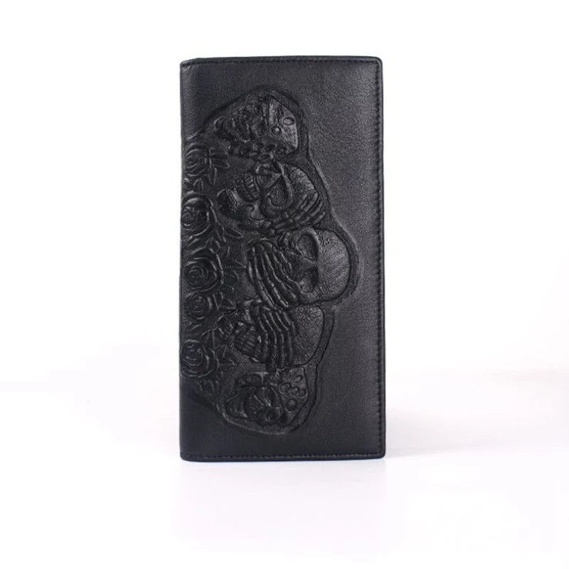 Punk Style Skull Wallet Gothic Cow Leather Women Men Wallet