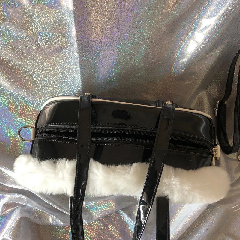 Punk Wool High Capacity Totes Handbags Female Purse Sac A Main Femme Harajuku
