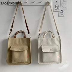 Canvas Casual Tote for College Girls Shoulder Bag