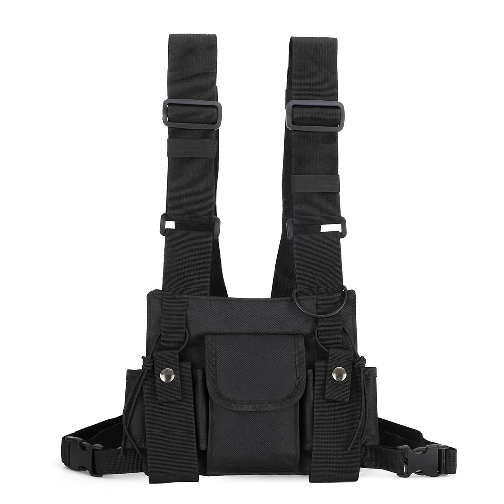 Adjustable Unisex Nylon Waistcoat with Mobile Phone Bag Pair