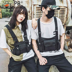 Adjustable Unisex Nylon Waistcoat with Phone Bag Pair