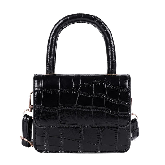 Women Leather Mini Shoulder Handbags Lady Stone Pattern Casual Tote