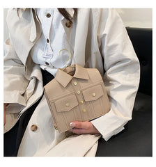 High-quality Leather Women Bag Retro Rivets Satchel