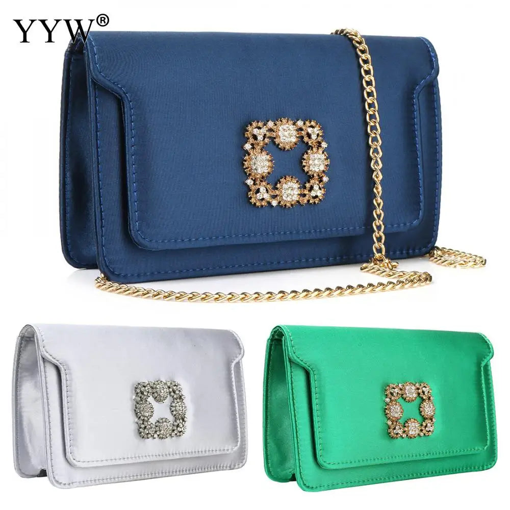 Diamond Ladies Evening Bag Nylon Silky Surface For Lady Crossbody