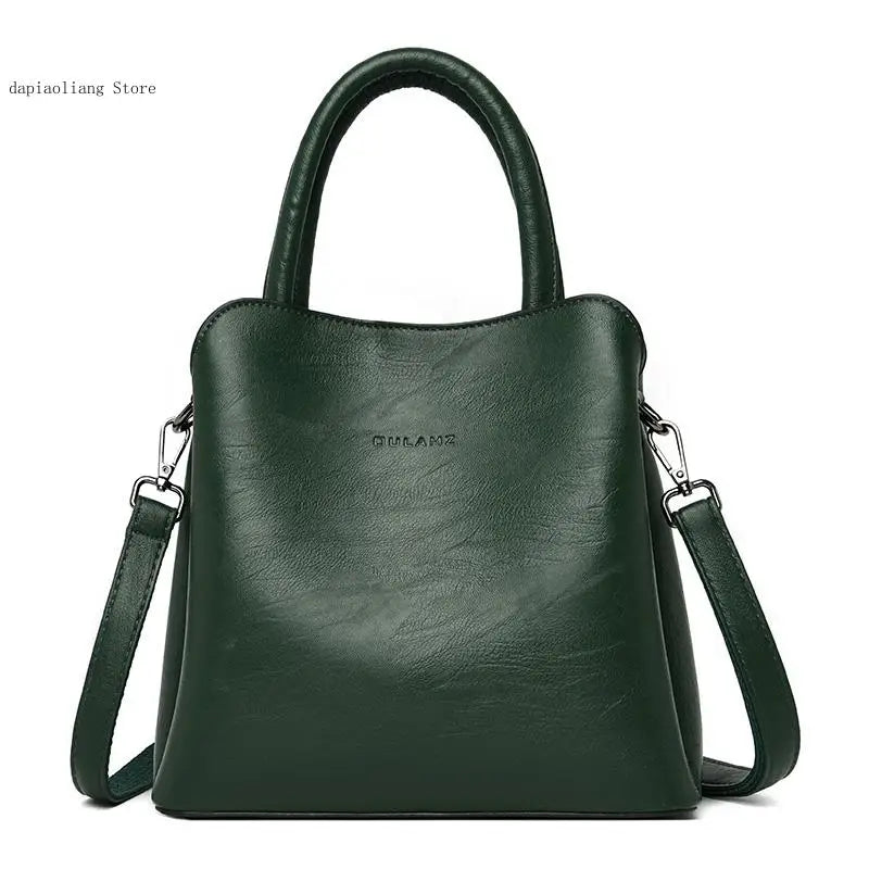 Large-Capacity Casual Shoulder Bag for Women, Leather Handbag