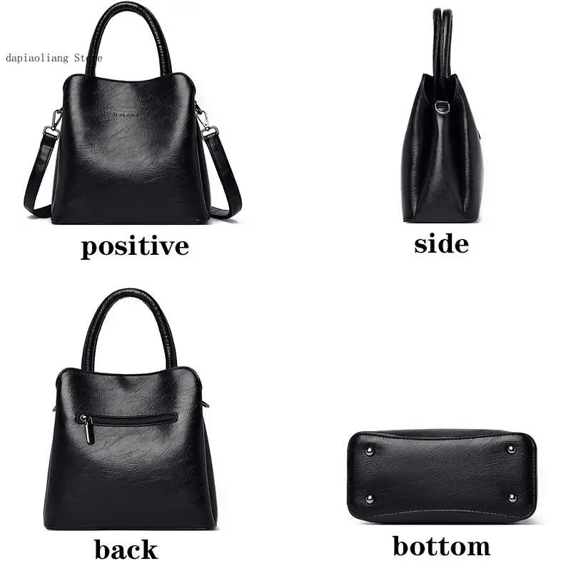 Large-Capacity Casual Shoulder Bag for Women, Leather Handbag