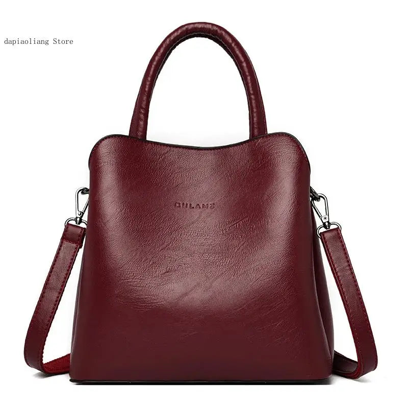 Large-Capacity Casual Shoulder Bag for Women, Leather Handbag