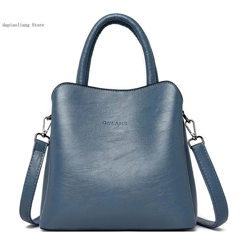 Large-Capacity Casual Shoulder Bag for Women, Leather Handbag