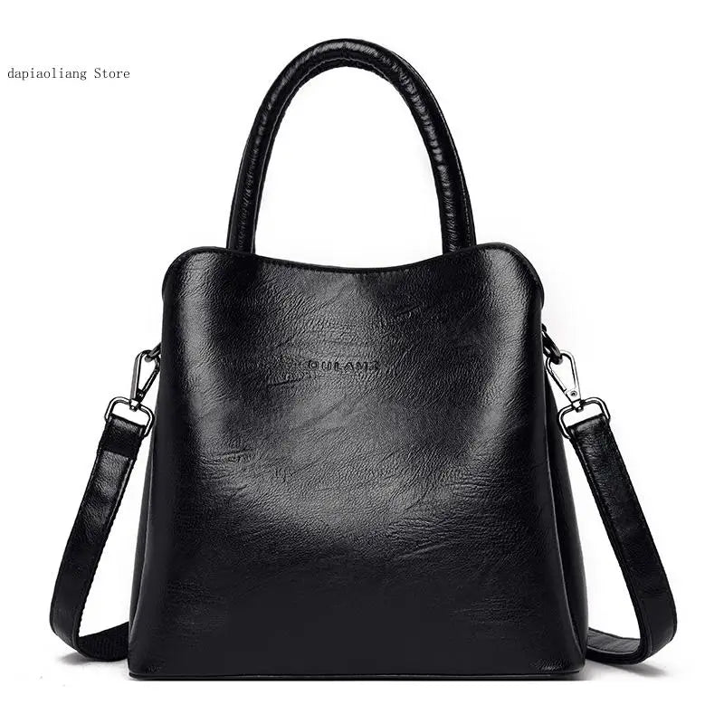 Large-Capacity Casual Shoulder Bag for Women, Leather Handbag