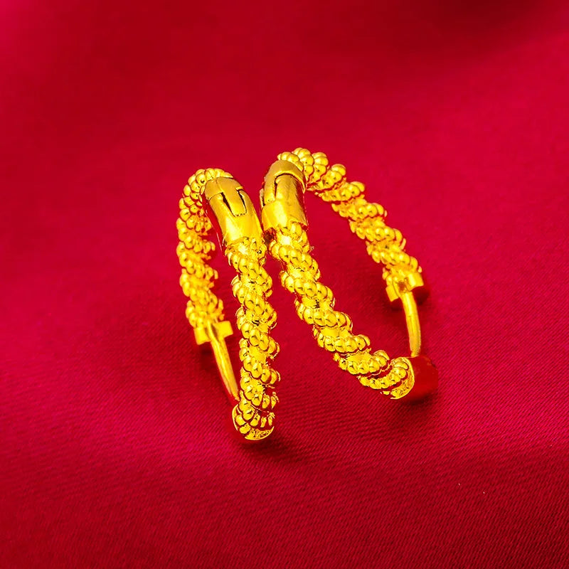 Dubai 24k Fried Dough Twist Earrings for Women