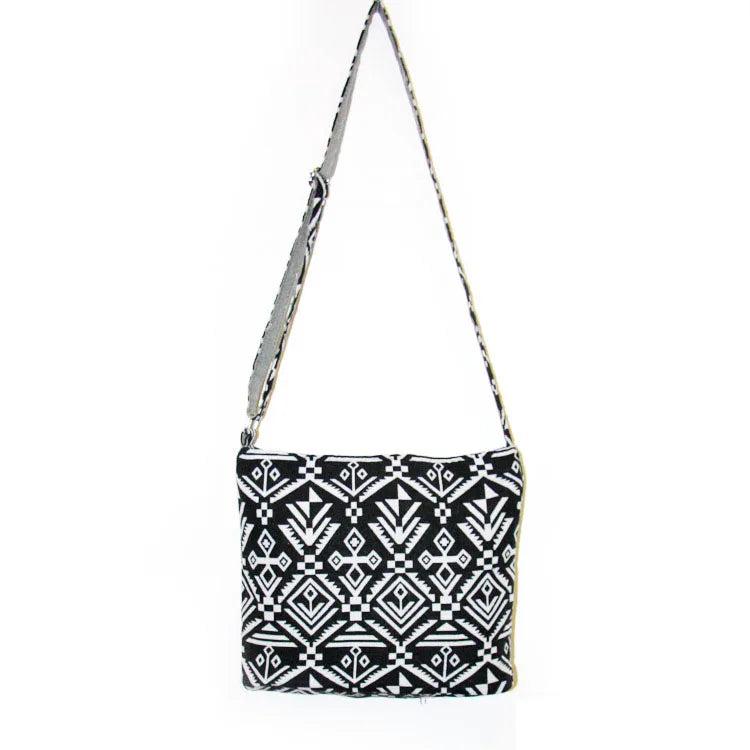 Bohemian Women's Shoulder Bag Crossbody Cotton Canvas Small Flap Handbag Purse