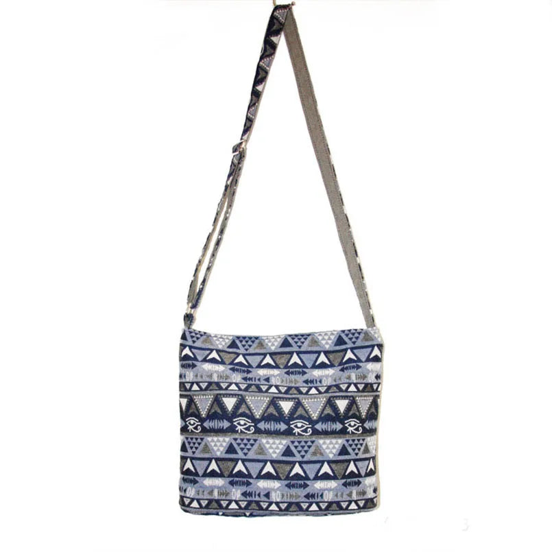 Bohemian Women's Shoulder Bag Crossbody Cotton Canvas Small Flap Handbag Purse