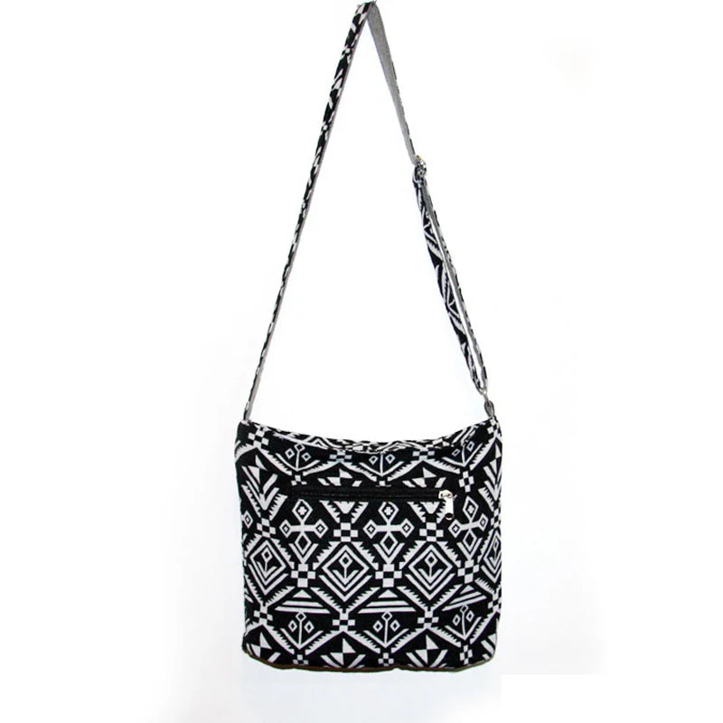 Bohemian Women's Shoulder Bag Crossbody Cotton Canvas Small Flap Handbag Purse
