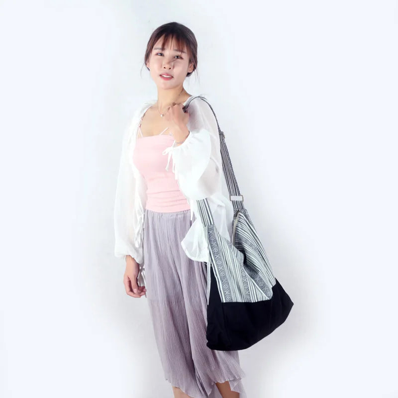 Bohemian Striped Women's Crossbody Messenger Shoulder Bag