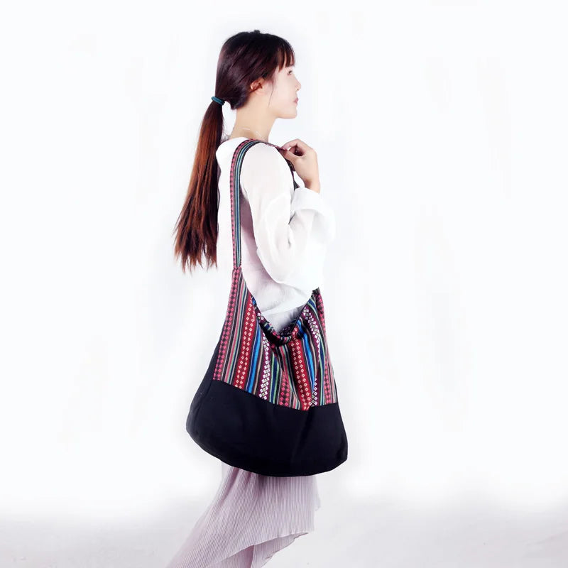 Bohemian Striped Women's Crossbody Messenger Shoulder Bag
