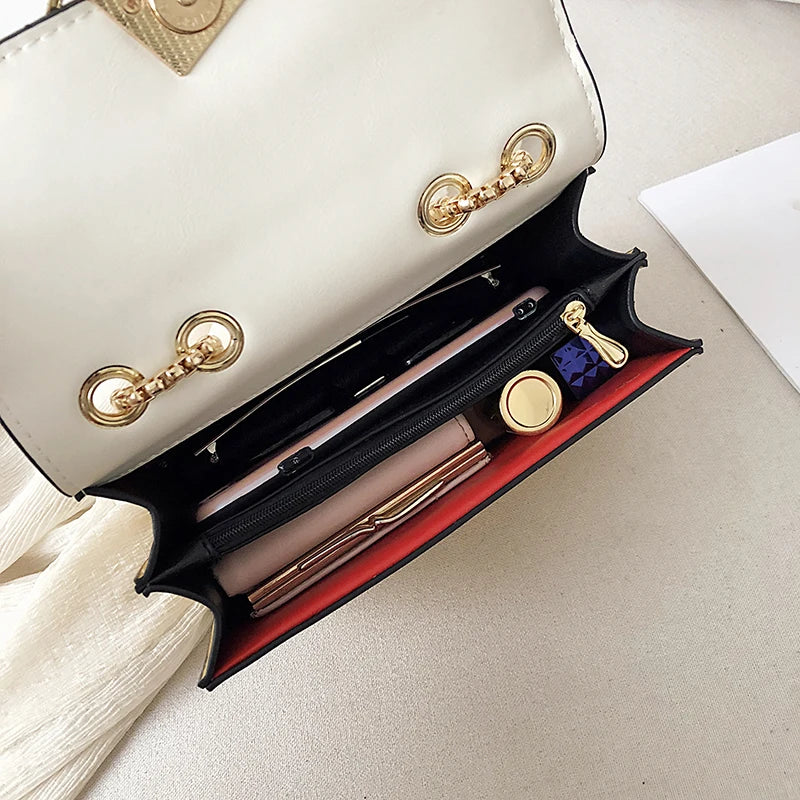 Women's Chain Handbag PU Leather Messenger Bag Large Capacity