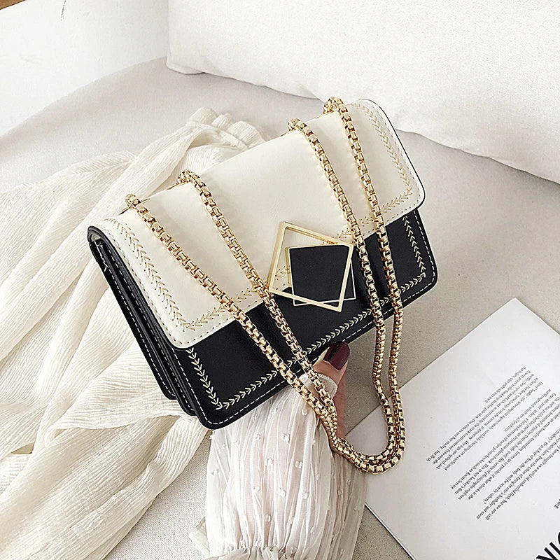 Women's Chain Handbag PU Leather Messenger Bag Large Capacity