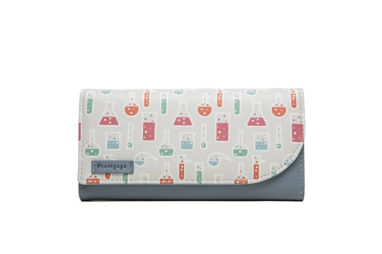 Puriti Long Wallet Small Fresh PU Leather Three Fold Large Capacity