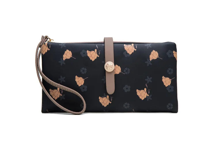 Purity Wallet Women's Long Small Fresh PU Printing Soft Surface Handbag