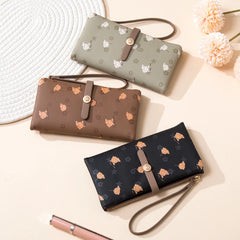 Purity Wallet Women's Long Small Fresh PU Printing Soft Surface Handbag