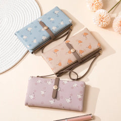 Purity Wallet Women's Long Small Fresh PU Printing Soft Surface Handbag