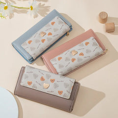 Purity Wallet Women's Long Wallet PU Bear Buckle Zipper Handbag