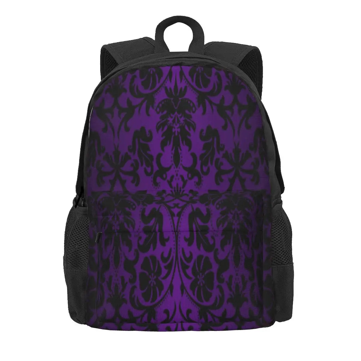 Purple Damask Pattern Backpacks Men's Women School Men's Backpack
