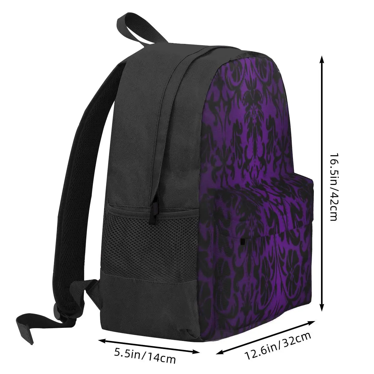 Purple Damask Pattern Backpacks Men's Women School Men's Backpack