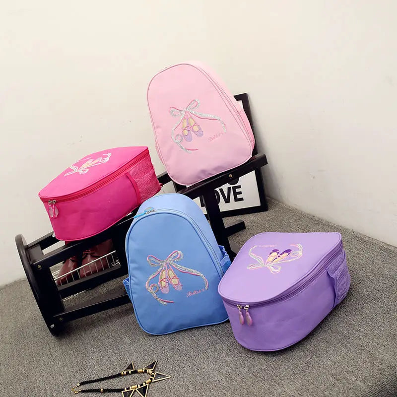 Girls' Ballet Dance Bag Canvas Backpack With Dance Shoes Print