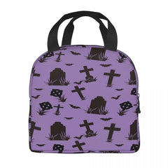 Purple Halloween Pattern Lunch Bag Insulated Thermal Cooler Bento Lunch Box Tote
