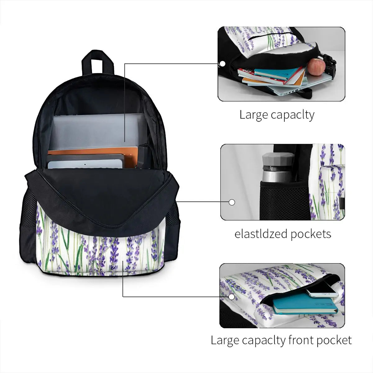 Purple Lavender 1 Backpacks Men's & Women's Bag