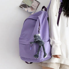 Purple Waterproof Shoulder School Bags Female Large-capacity Travel Backpack