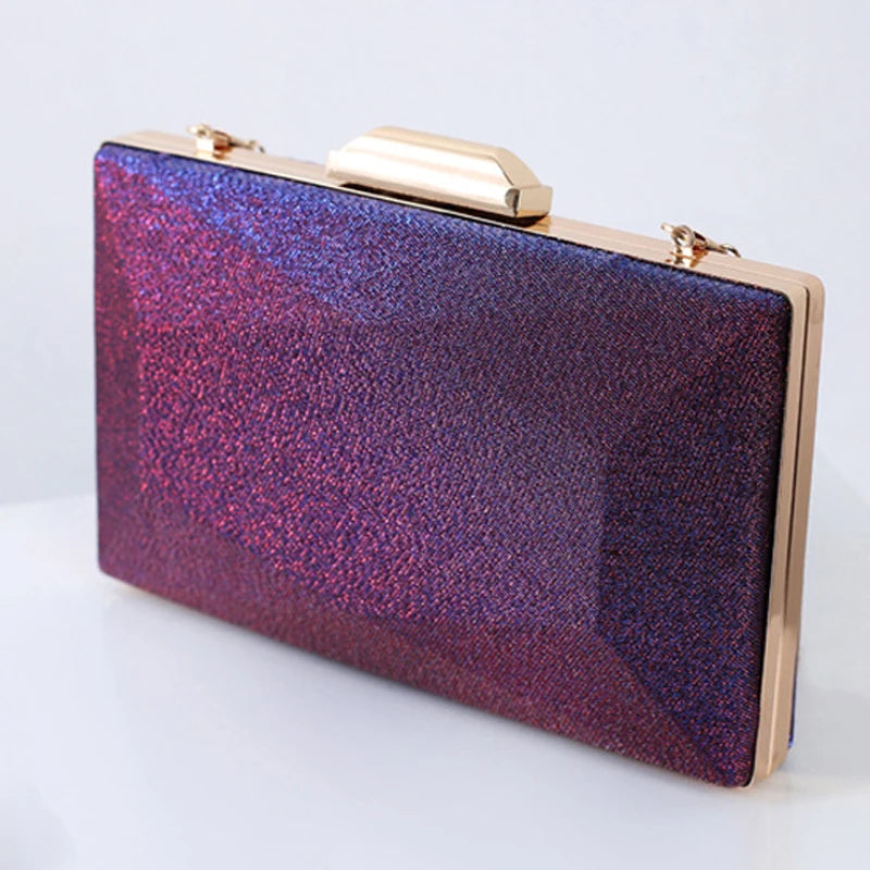 Purple Unique Evening Clutch Bags for Wedding Party Shoulder Handbags Purse