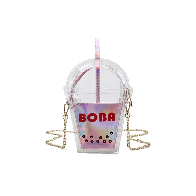 Hanging Mobile Bag Leather Chain Transparent Bag