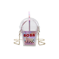 Hanging Mobile Bag Leather Chain Transparent Bag