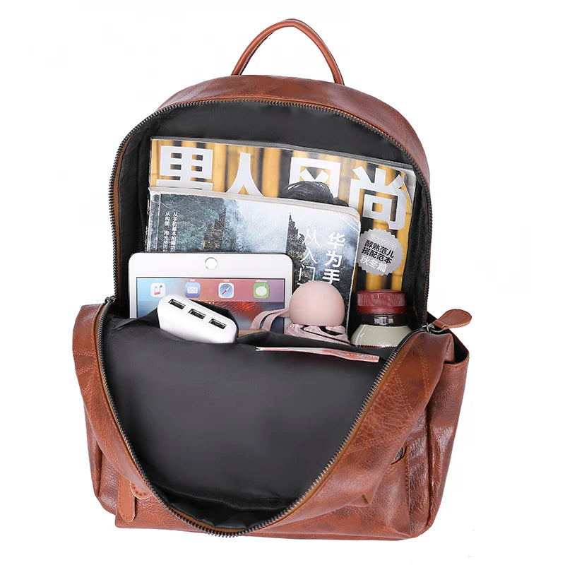 Vintage Leather Backpack for Women Large Capacity Bagpack