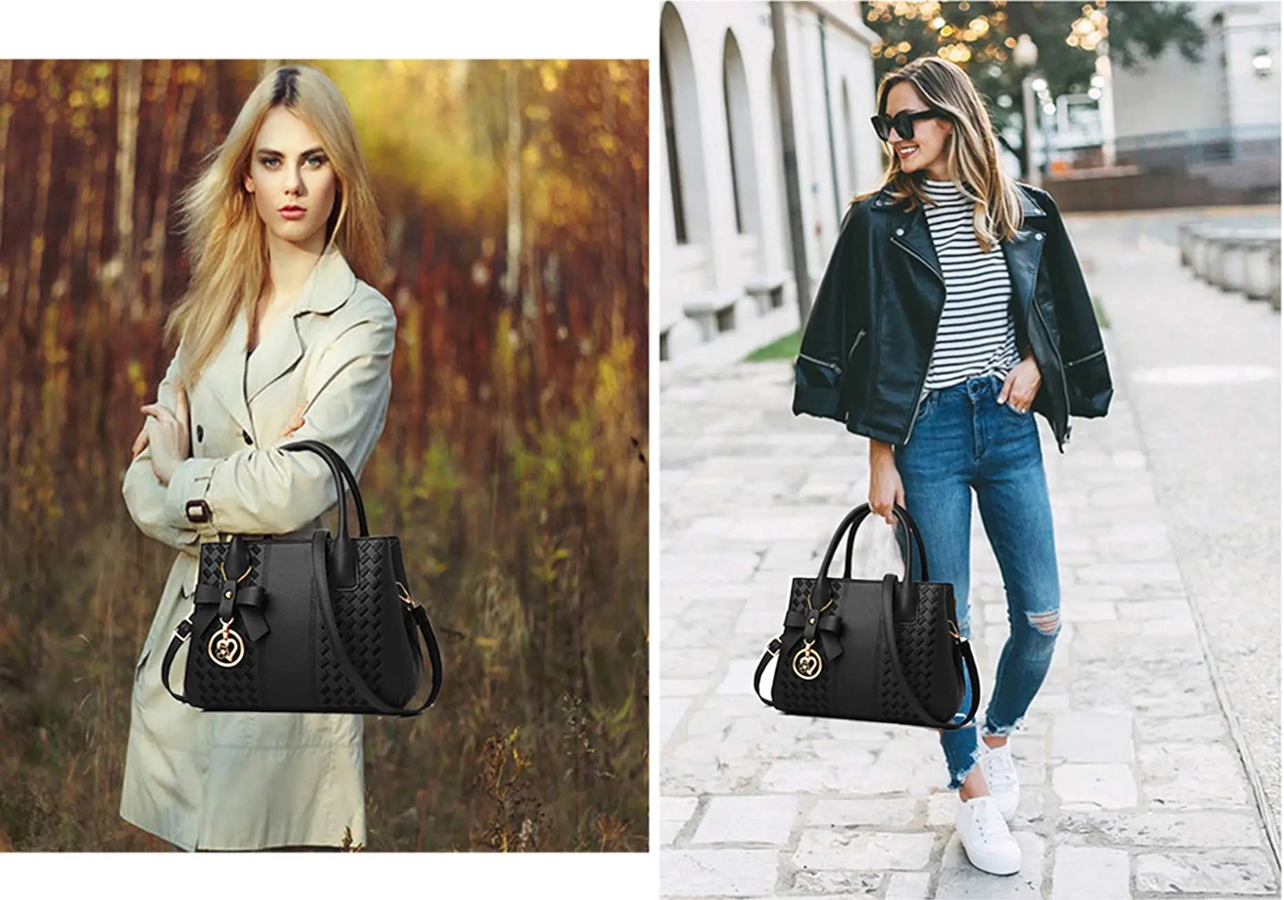 Women's PU Leather Top Handle Satchel Shoulder Tote Bag