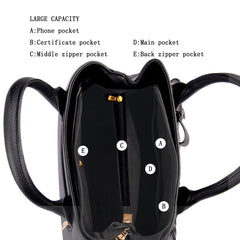 Women's PU Leather Top Handle Satchel Shoulder Tote Bag