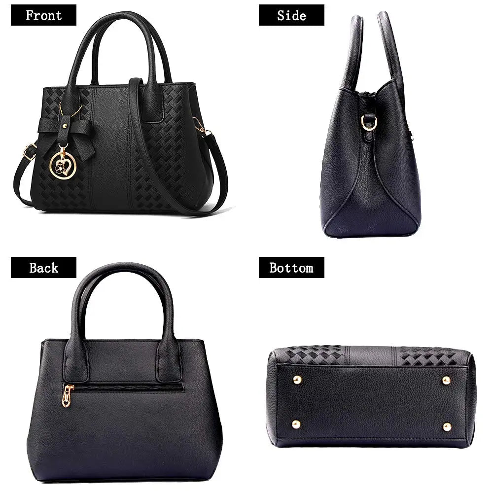 Women's PU Leather Top Handle Satchel Shoulder Tote Bag