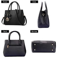 Women's PU Leather Top Handle Satchel Shoulder Tote Bag