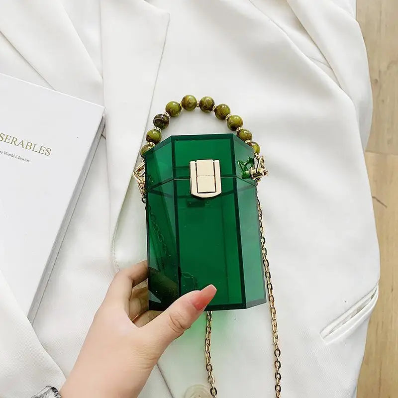 Transparent Crossbody Bag with Beaded Design