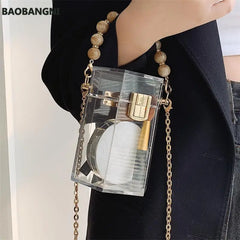 Transparent Crossbody Bag with Beaded Design