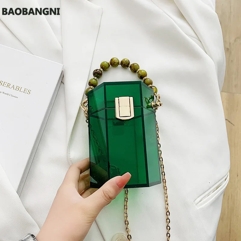 Transparent Crossbody Bag with Beaded Design