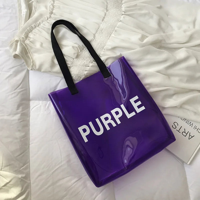 Pvc Transparent Handbag Bucket Jelly Bag Casual Large Capacity Beach Bag