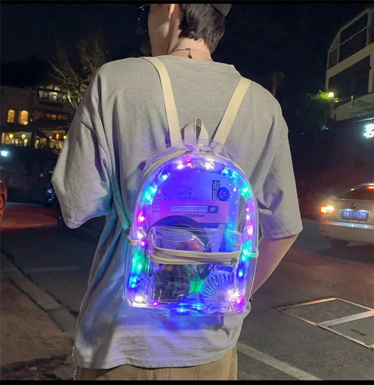 Waterproof Transparent School Bag With Light Backpacks High Capacity