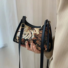 Canvas Portable Casual Oil Painting Shoulder Bag Winter Style