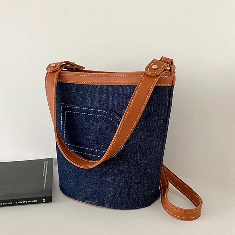 Women's Denim Large Shoulder Messenger Bag Casual All-match Stitching