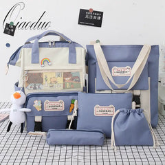 Canvas School Backpacks Women Cute Bookbags Travel Shoulder Bags