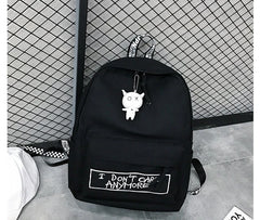 Qiaoduo Canvas Women Backpack Doll Pendant Travel Shoulder Bag Harajuku